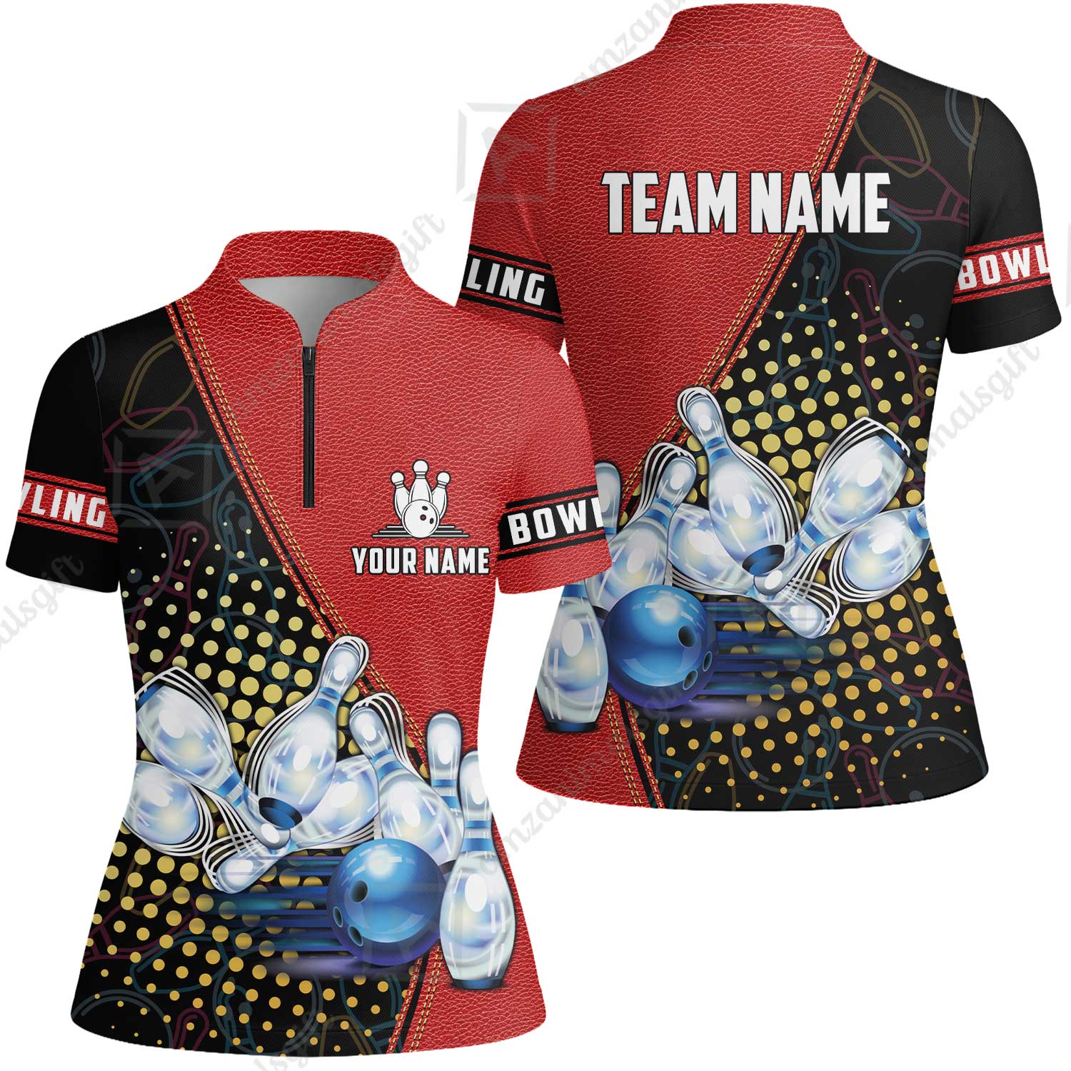 Customized Bowling Women Jersey Shirt, Leather Pattern Bowling Strike Out Women Jersey Shirt Multicolor Option For Bowlers - Image 5