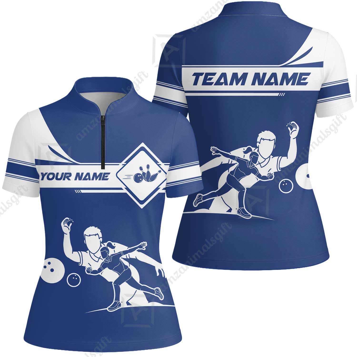 Customized Bowling Women Jersey Shirt, Men And Women Playing Bowling Ball Women Jersey Shirt Uniform Multicolor For Bowlers - Image 3