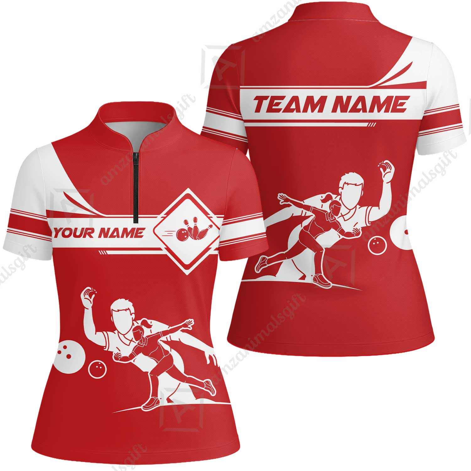 Customized Bowling Women Jersey Shirt, Men And Women Playing Bowling Ball Women Jersey Shirt Uniform Multicolor For Bowlers - Image 4