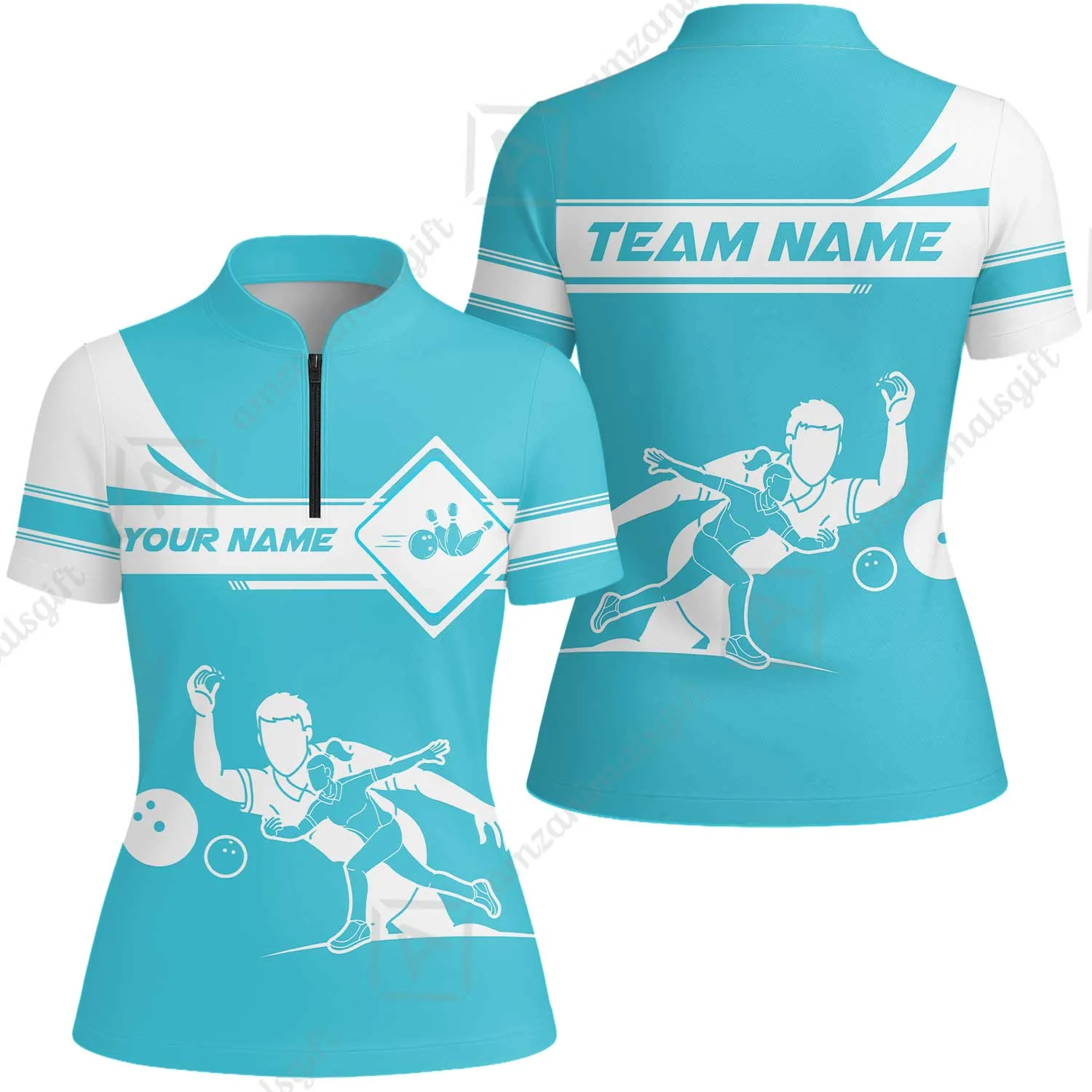Customized Bowling Women Jersey Shirt, Men And Women Playing Bowling Ball Women Jersey Shirt Uniform Multicolor For Bowlers - Image 5