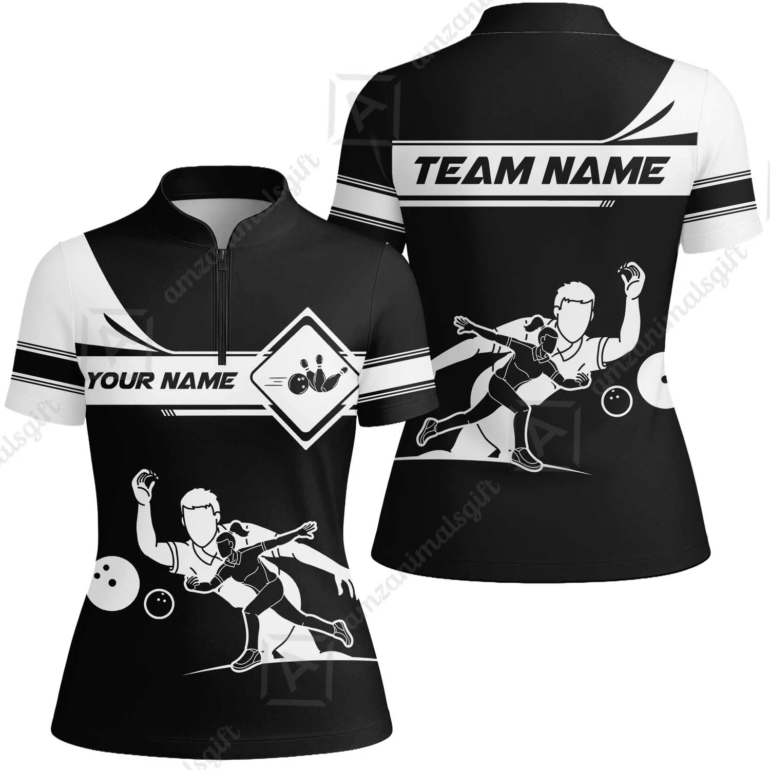 Customized Bowling Women Jersey Shirt, Men And Women Playing Bowling Ball Women Jersey Shirt Uniform Multicolor For Bowlers - Image 6