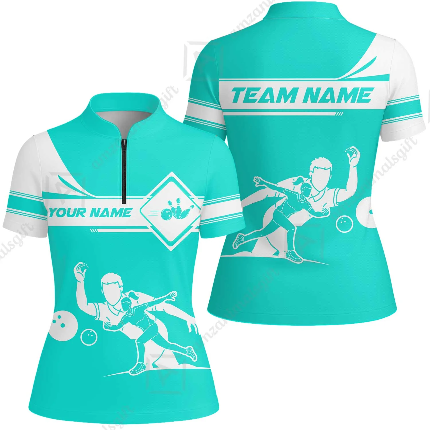 Customized Bowling Women Jersey Shirt, Men And Women Playing Bowling Ball Women Jersey Shirt Uniform Multicolor For Bowlers - Image 7
