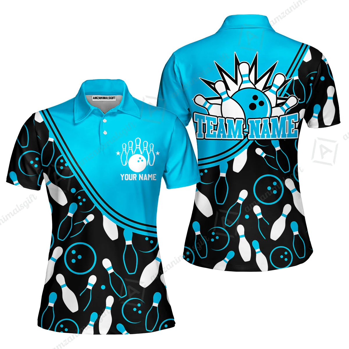 Customized Bowling Women Polo Shirt, Bowling Multicolor Custom Team Bowling Uniform Women Polo Shirt Jersey for Bowlers - Image 2