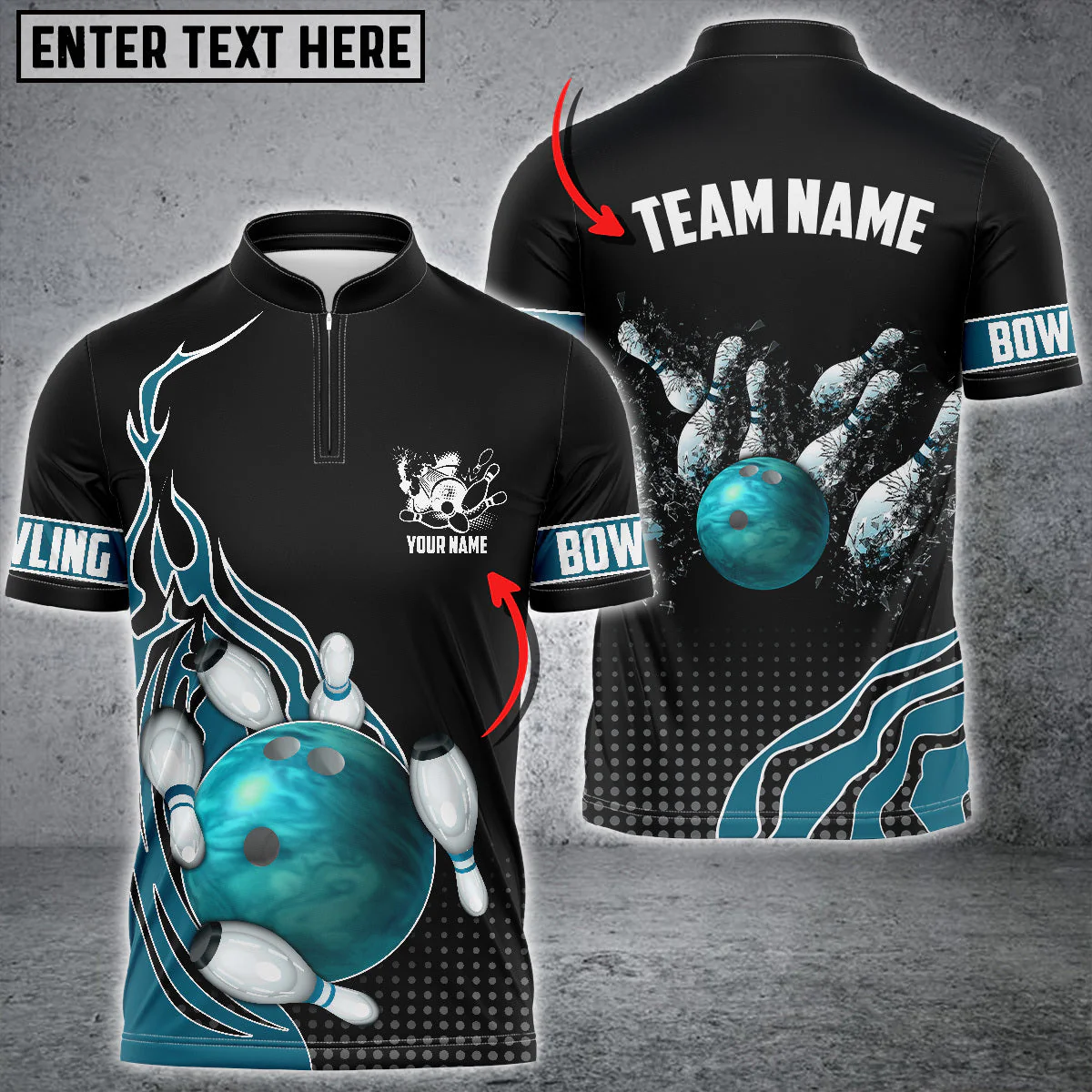 Customized Bowling Unisex Polo Shirt, Bowling And Breaking Pins Multicolor Option Customized Name And Team Name Polo Jerseys Shirts - Image 76