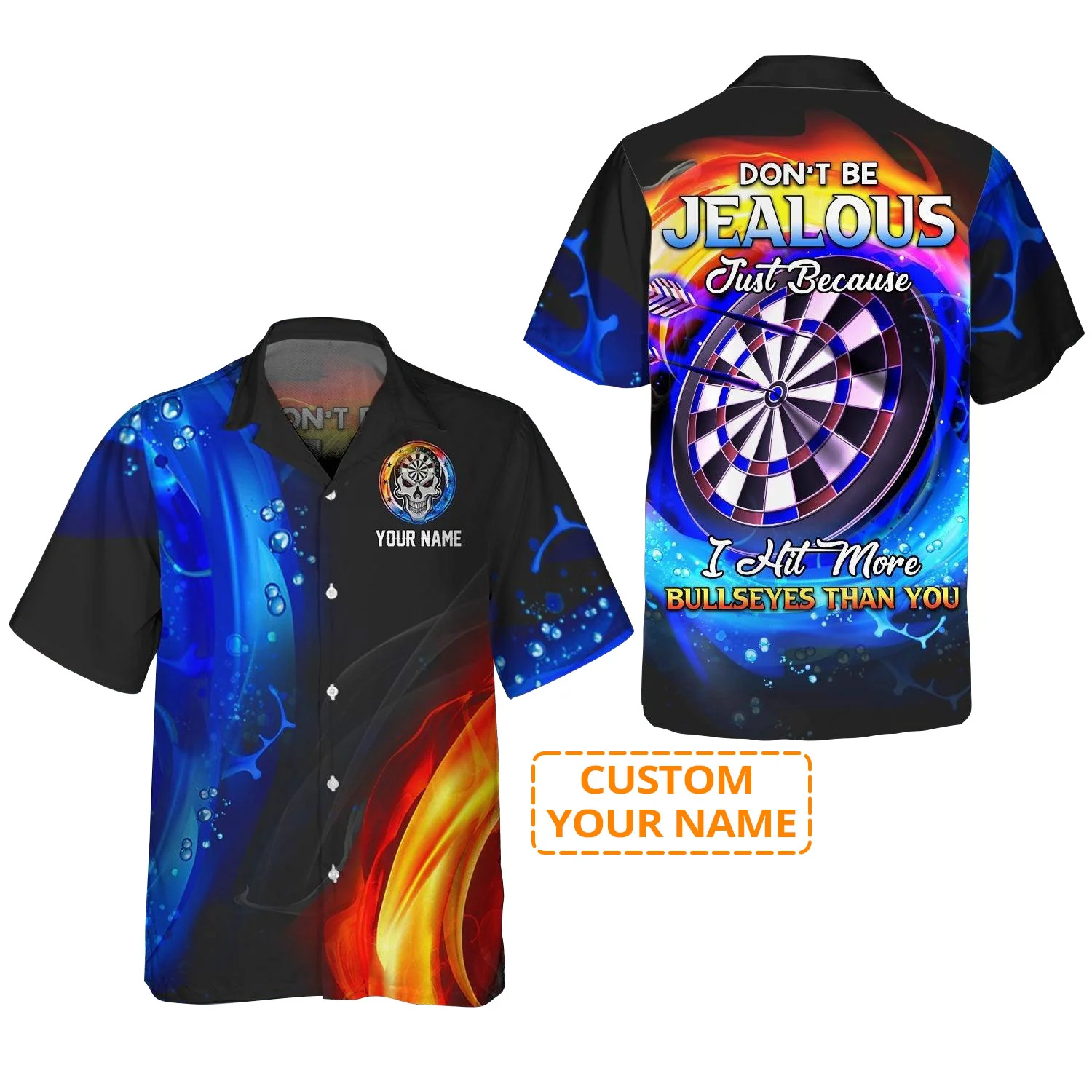 Customized Darts Aloha Hawaiian Shirt, Don't Be Jealous Just Because I Hit More Bullseyes Than You Personalized Name Hawaiian Shirt For Darts Lover - Image 2