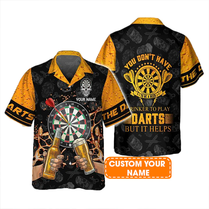 Customized Darts Hawaiian Shirt, Beer Drinker To Play Darts, Personalized Name Hawaiian Shirt For Men - Perfect Gift For Darts Lovers, Darts Players - Image 2