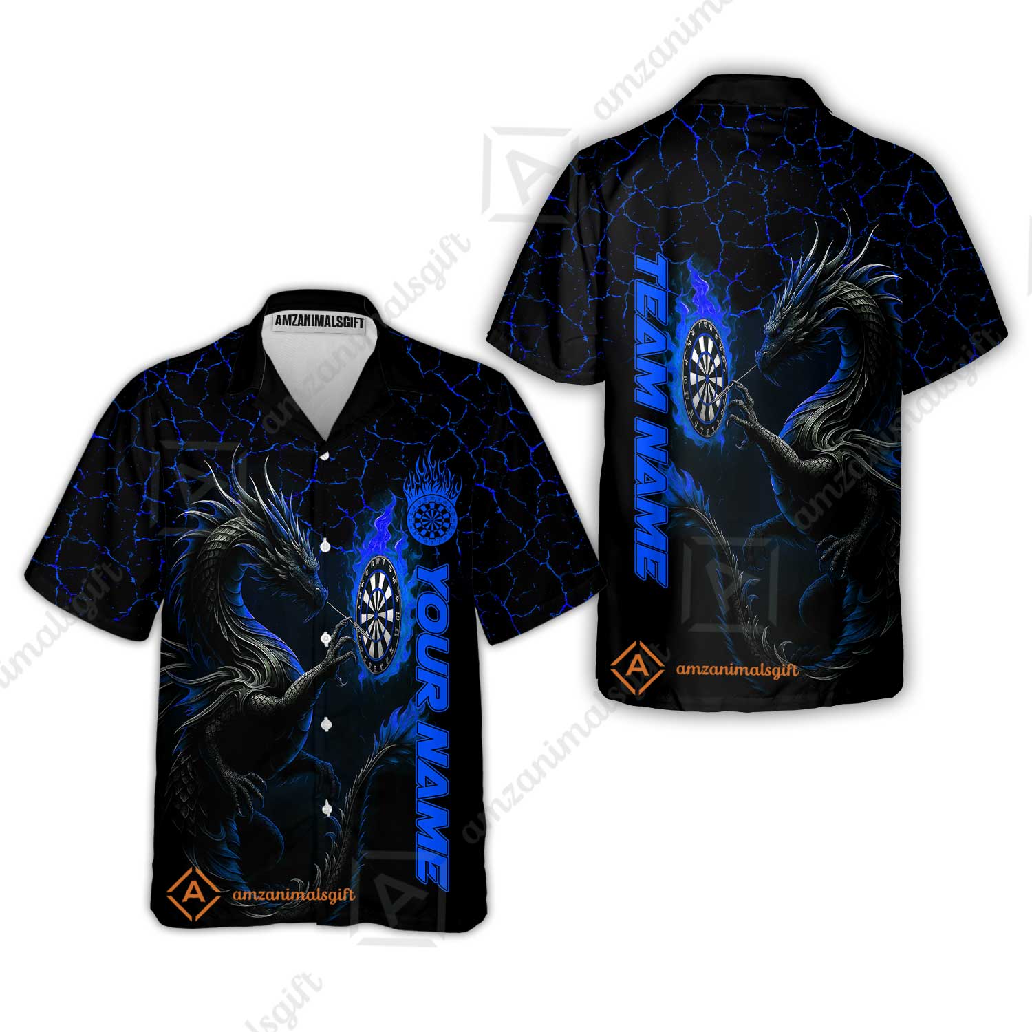 Customized Darts Hawaiian Shirt, Big Dragon Dartboard Flame Darts Hawaiian Shirt Team Style Jersey for Darts Players - Image 5