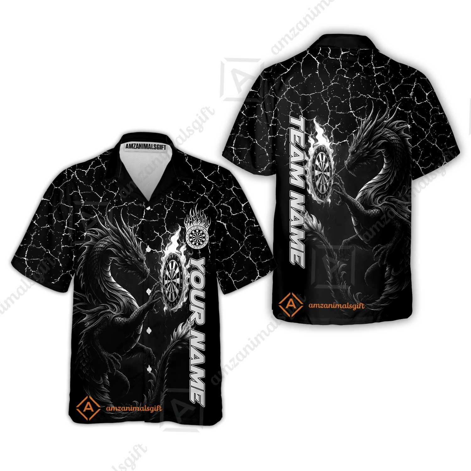 Customized Darts Hawaiian Shirt, Big Dragon Dartboard Flame Darts Hawaiian Shirt Team Style Jersey for Darts Players - Image 6