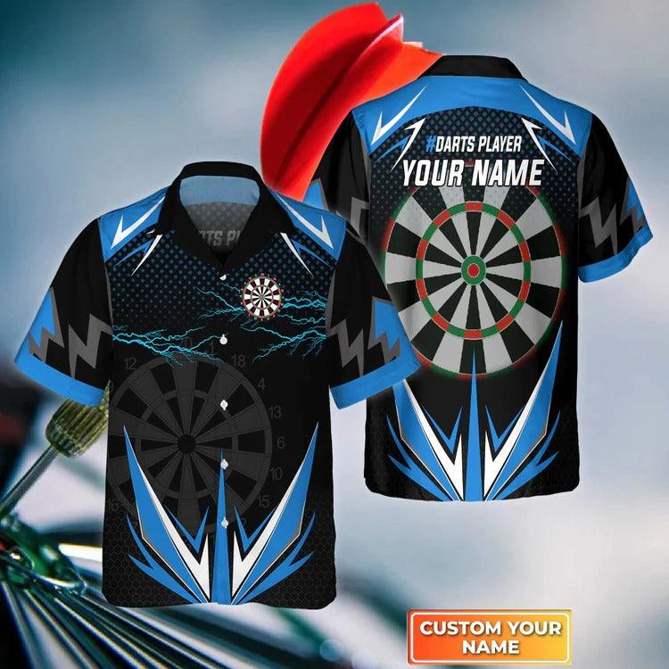 Customized Darts Hawaiian Shirt, Blue Darts Thunder Lightning, Personalized Name Hawaiian Shirt For Men - Perfect Gift For Darts Lovers, Darts Players - Image 5