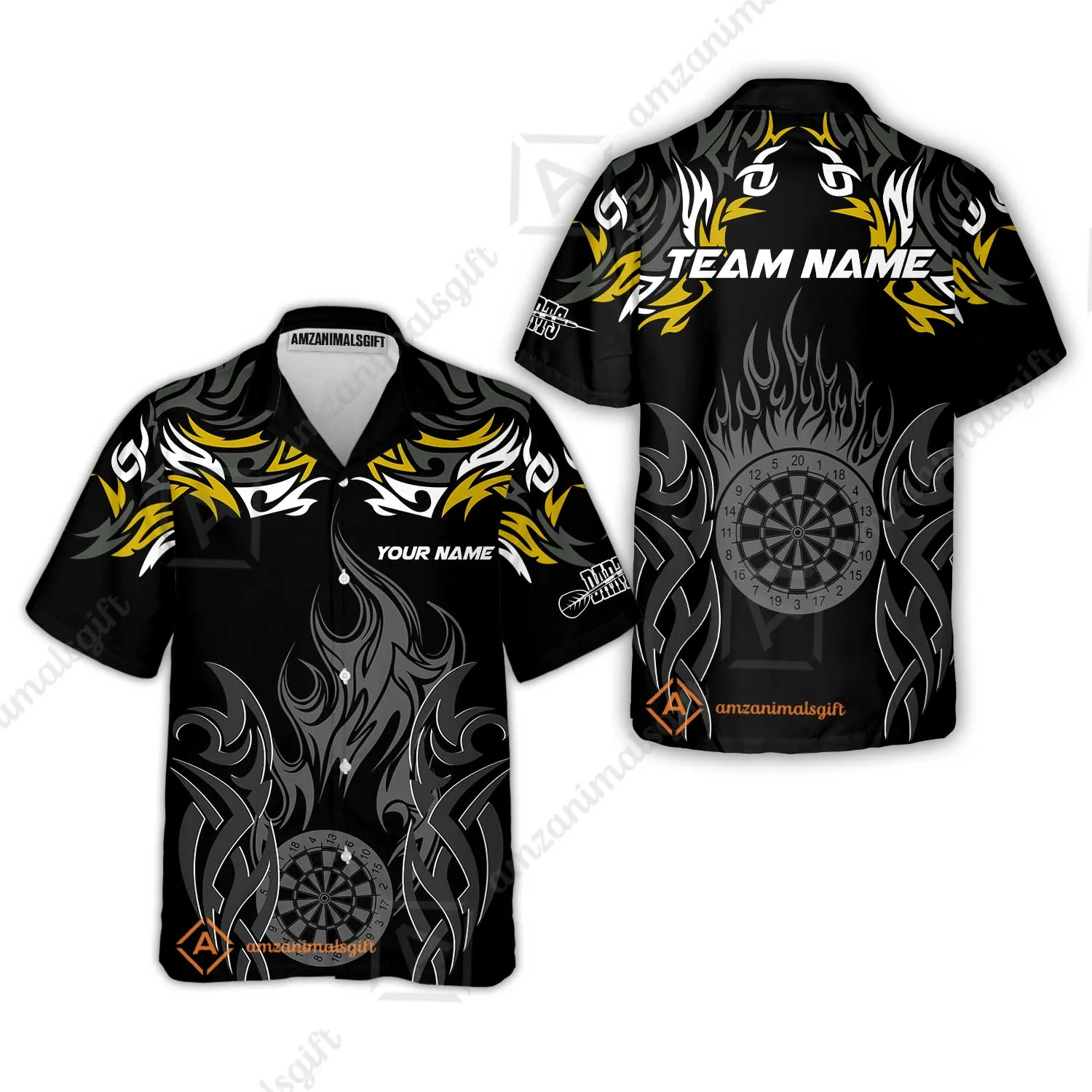 Customized Darts Hawaiian Shirt, Dartboard Fire Flame Darts Hawaiian Shirt Multicolor Team Style, Jersey for Darts Players - Image 6