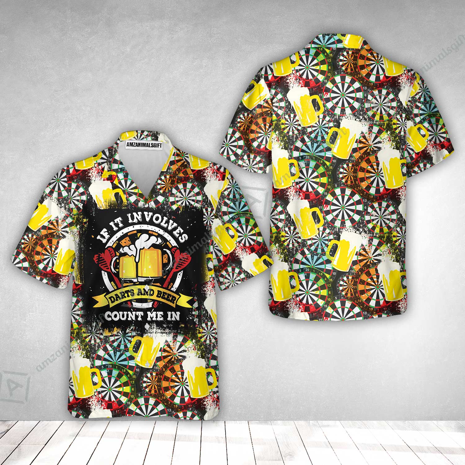 Customized Darts Hawaiian Shirt, Darts And Beer I'm Here, Personalized Name Darts Hawaiian Shirt - Image 2