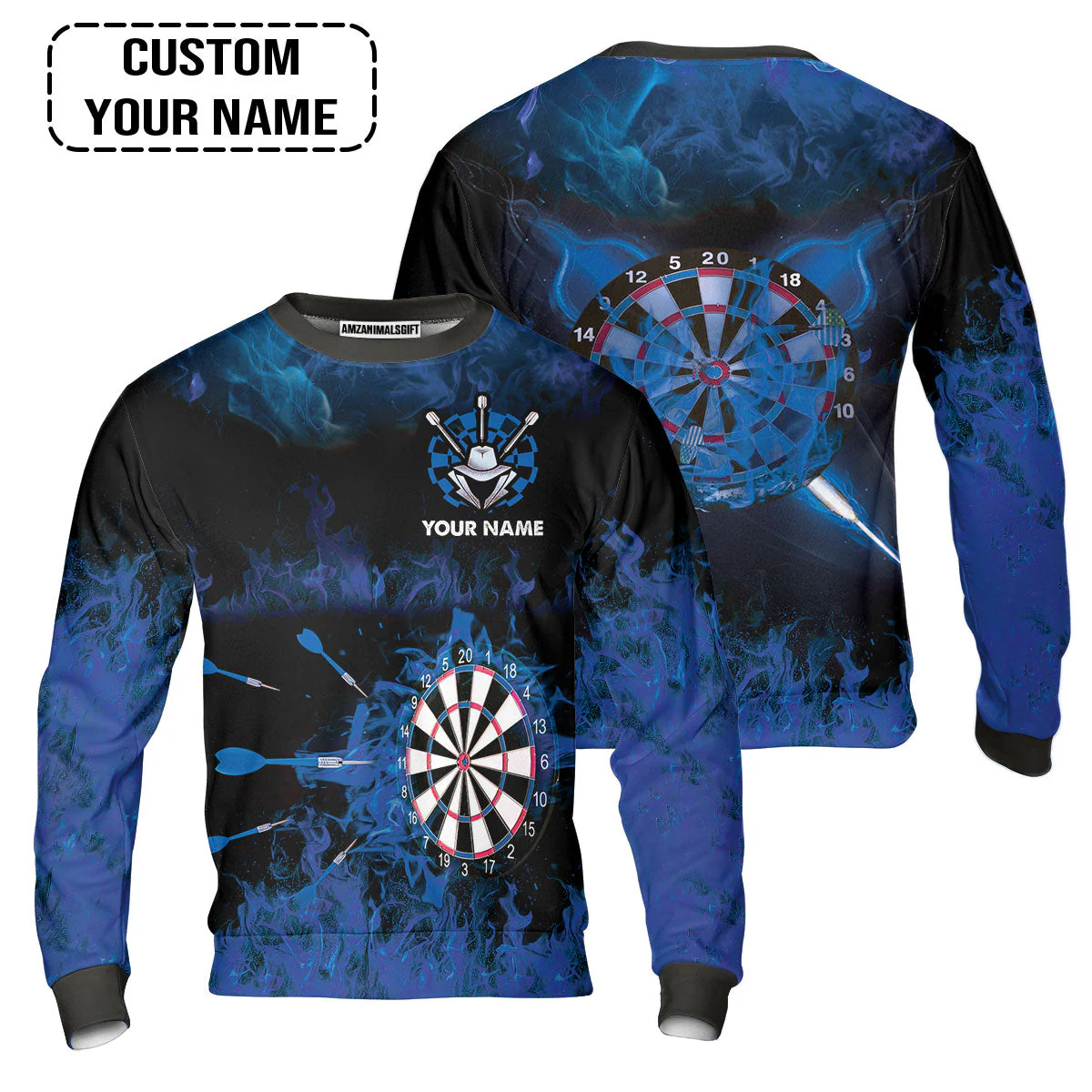 Customized Darts Hawaiian Shirt, Darts Blue Polo Shirt, Personalized Name Hawaiian Shirt - Perfect Gift For Darts Lovers, Darts Players - Image 3
