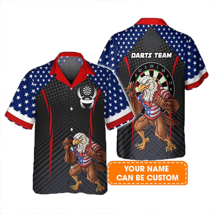 Customized Darts Hawaiian Shirt, Darts Eagle American, Personalized Name Hawaiian Shirt For Men - Perfect Gift For Darts Lovers, Darts Players - Image 2