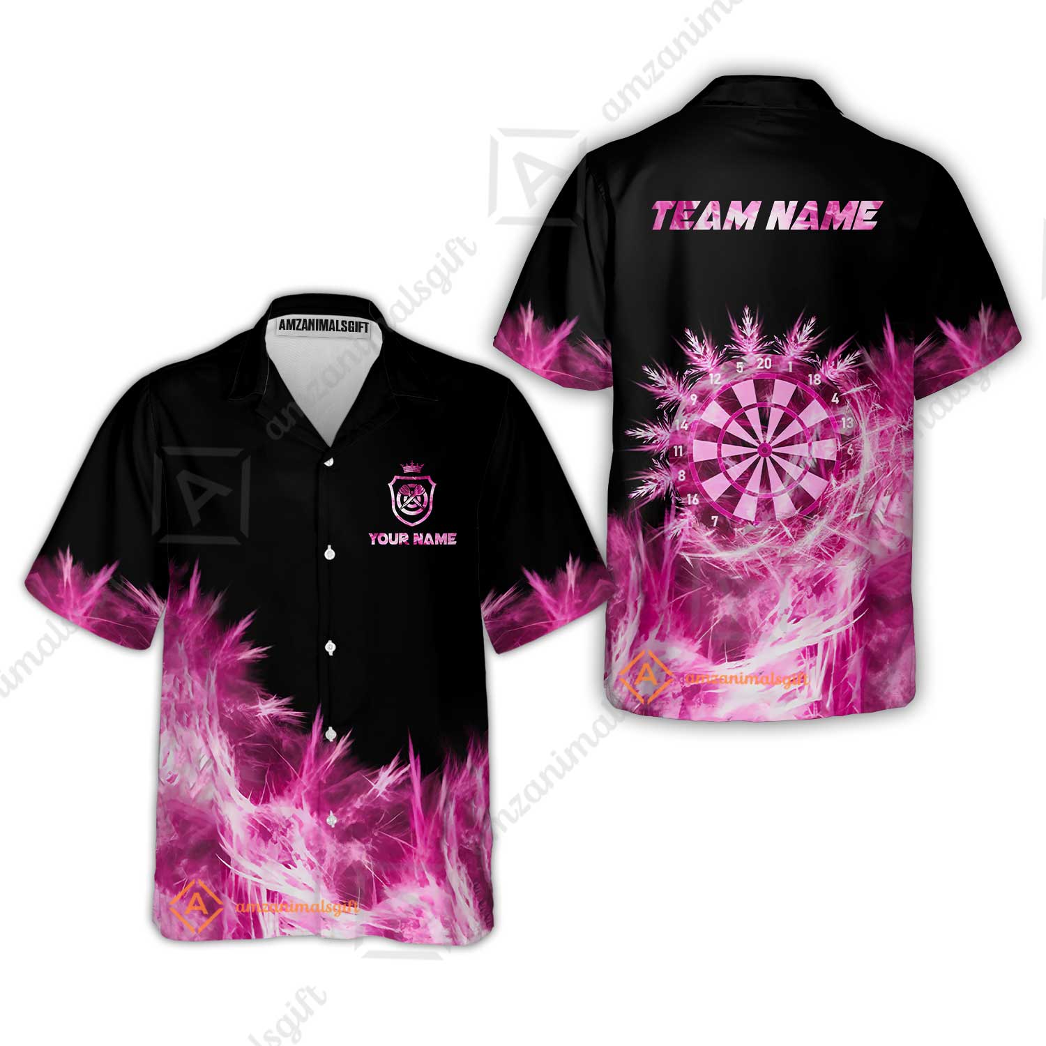 Customized Darts Hawaiian Shirt, Darts Icy Light Black And Multi Color Team Hawaiian Shirt Jersey For Darts Player - Image 2