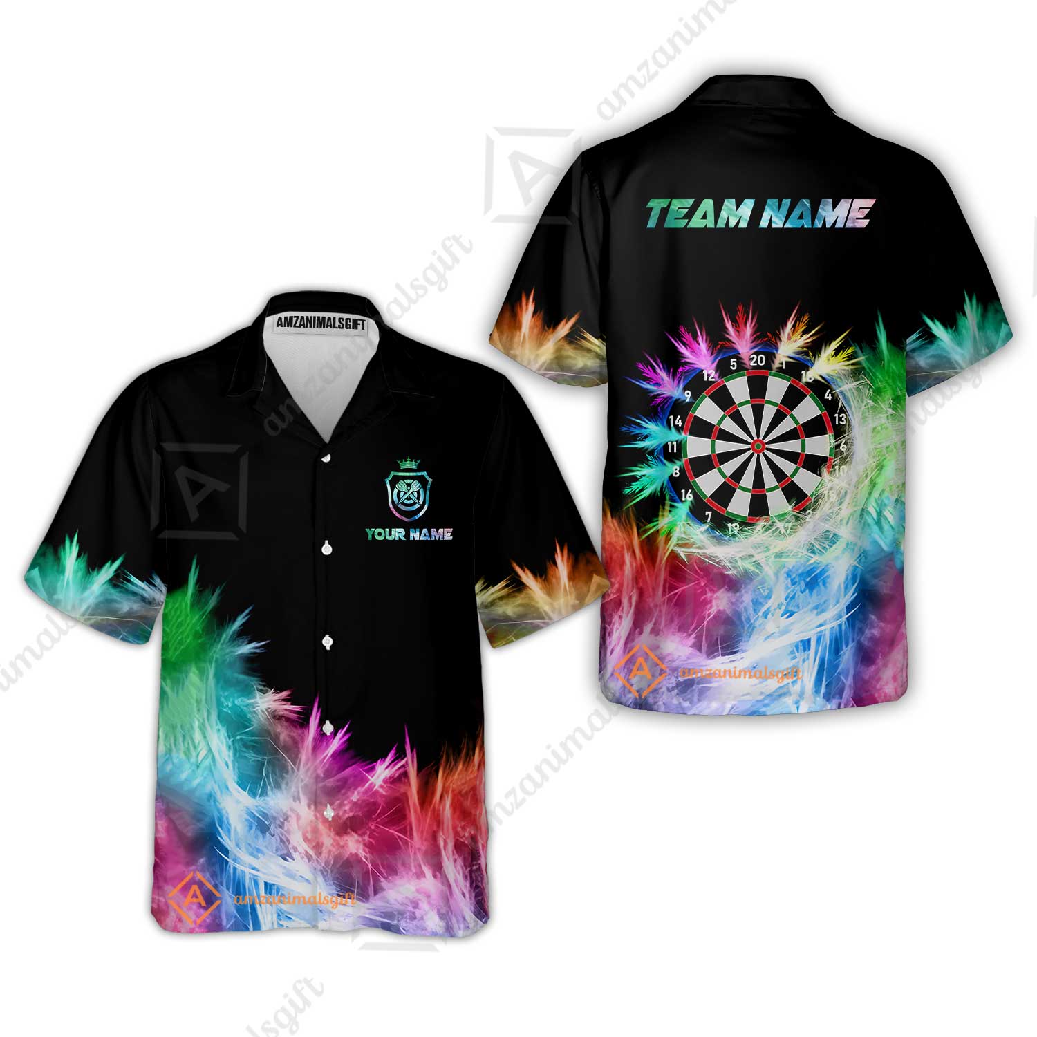 Customized Darts Hawaiian Shirt, Darts Icy Light Black And Multi Color Team Hawaiian Shirt Jersey For Darts Player - Image 5