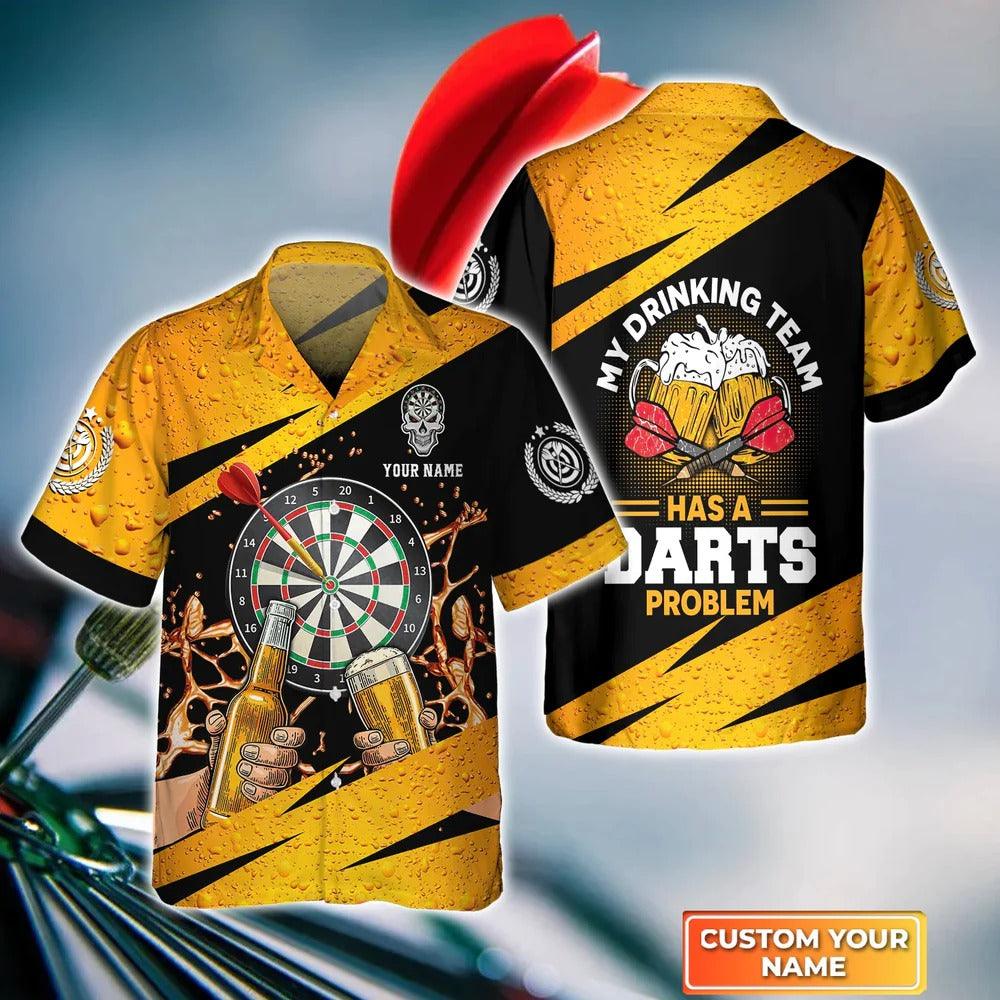 Customized Darts Hawaiian Shirt, Darts Team Drinking Beer, Personalized Name Hawaiian Shirt For Men - Perfect Gift For Darts Lovers, Darts Players