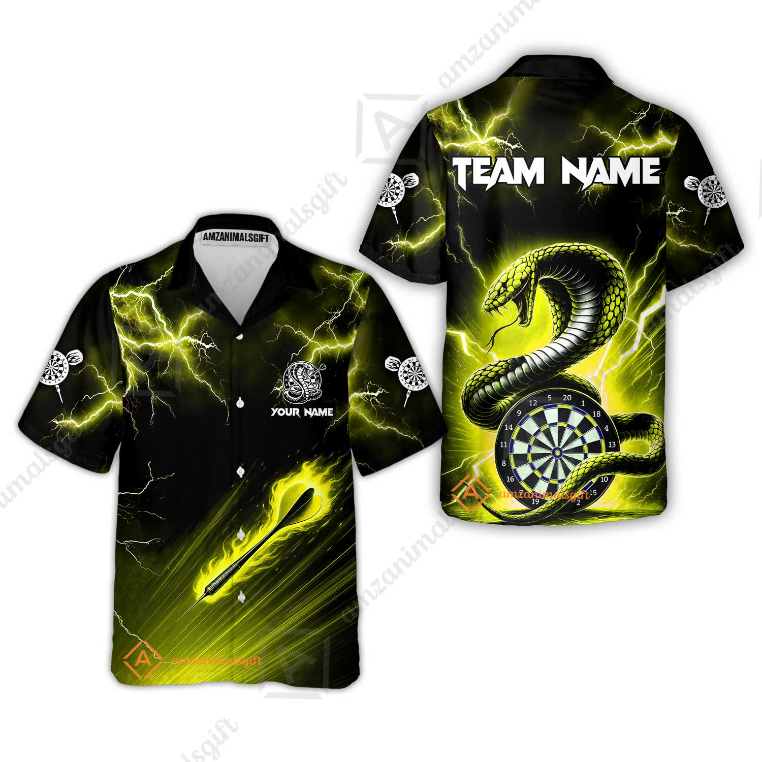 Customized Darts Hawaiian Shirt, Darts Thunder Lightning Cobra Snake Multicolor Hawaiian Shirt For Darts Player - Image 5
