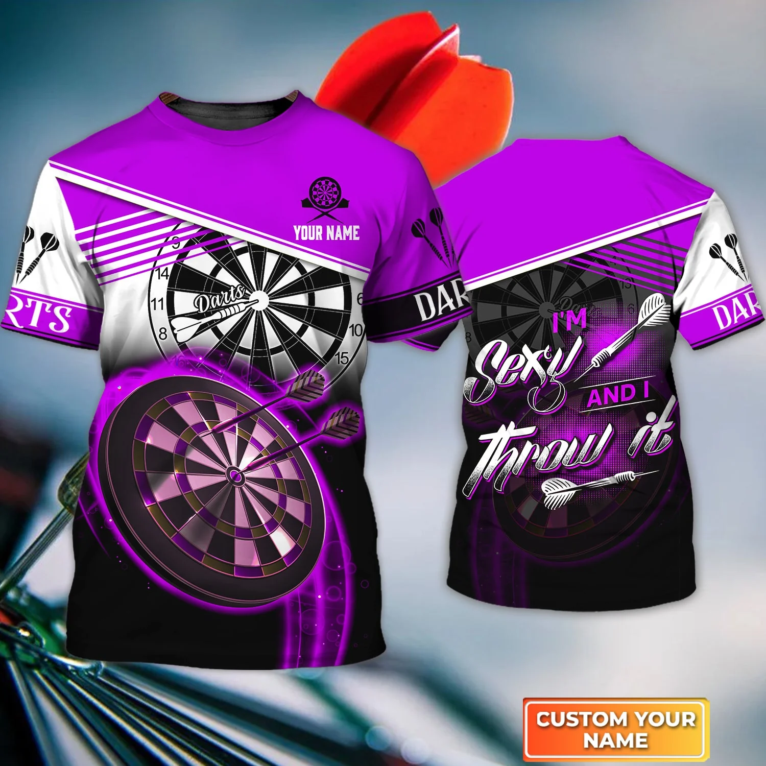 Customized Darts Hawaiian Shirt, I'm Sexy And I Throw It Purple Darts Personalized Aloha Shirt For Men - Perfect Gift For Darts Lovers, Darts Players - Image 5