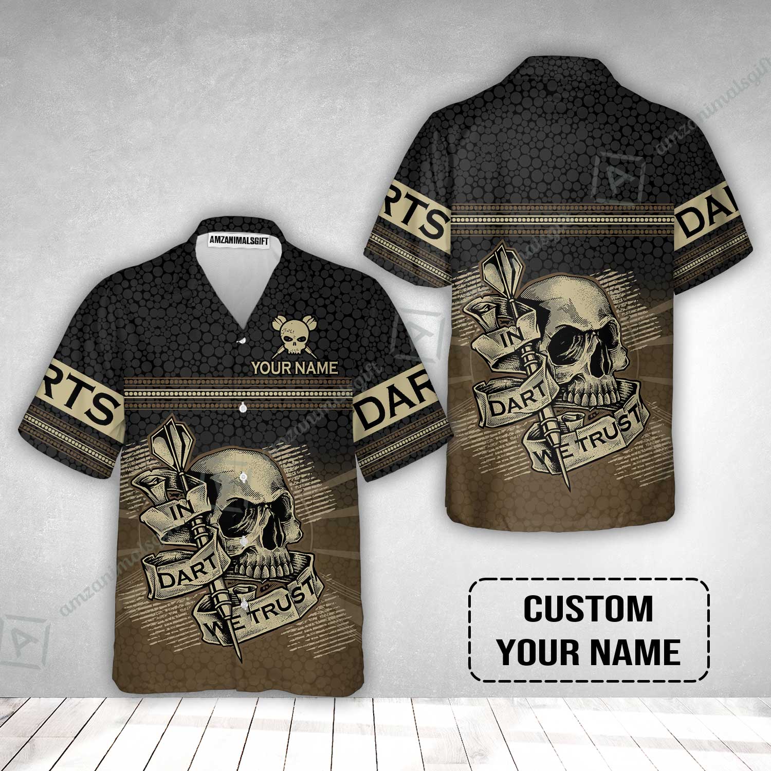 Customized Darts Hawaiian Shirt, Personalized Skull In Darts We Trust Darts Hawaiian Shirt - Image 2