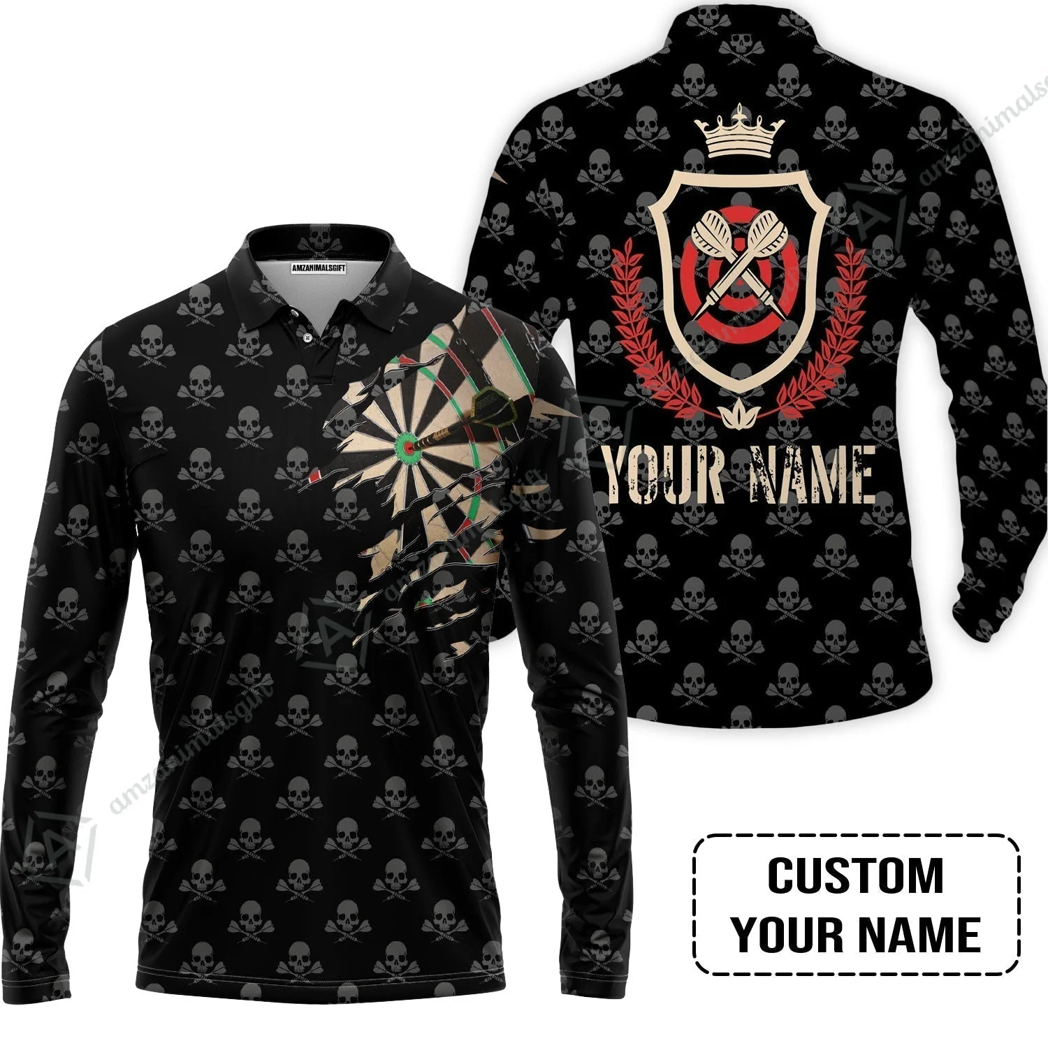 Customized Darts Hawaiian Shirt, Skull King Darts Personalized Name Hawaiian Shirt - Perfect Gift For Darts Lovers, Darts Players - Image 7