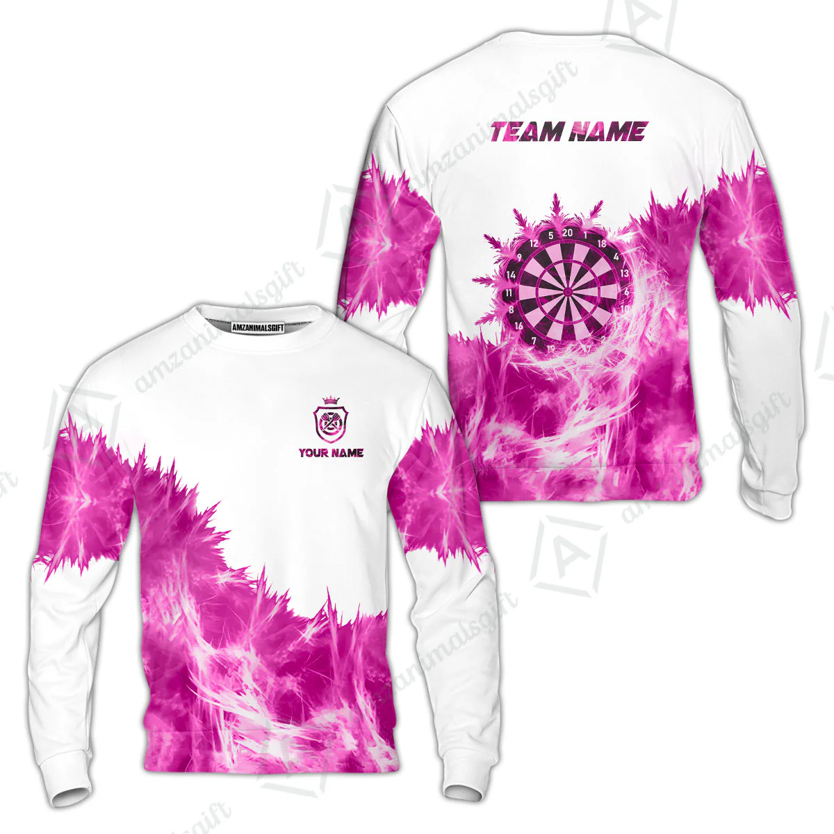 Customized Darts Sweatshirt, Darts Icy Light White And Multi Color Team Sweatshirt Jersey For Darts Player - Image 3
