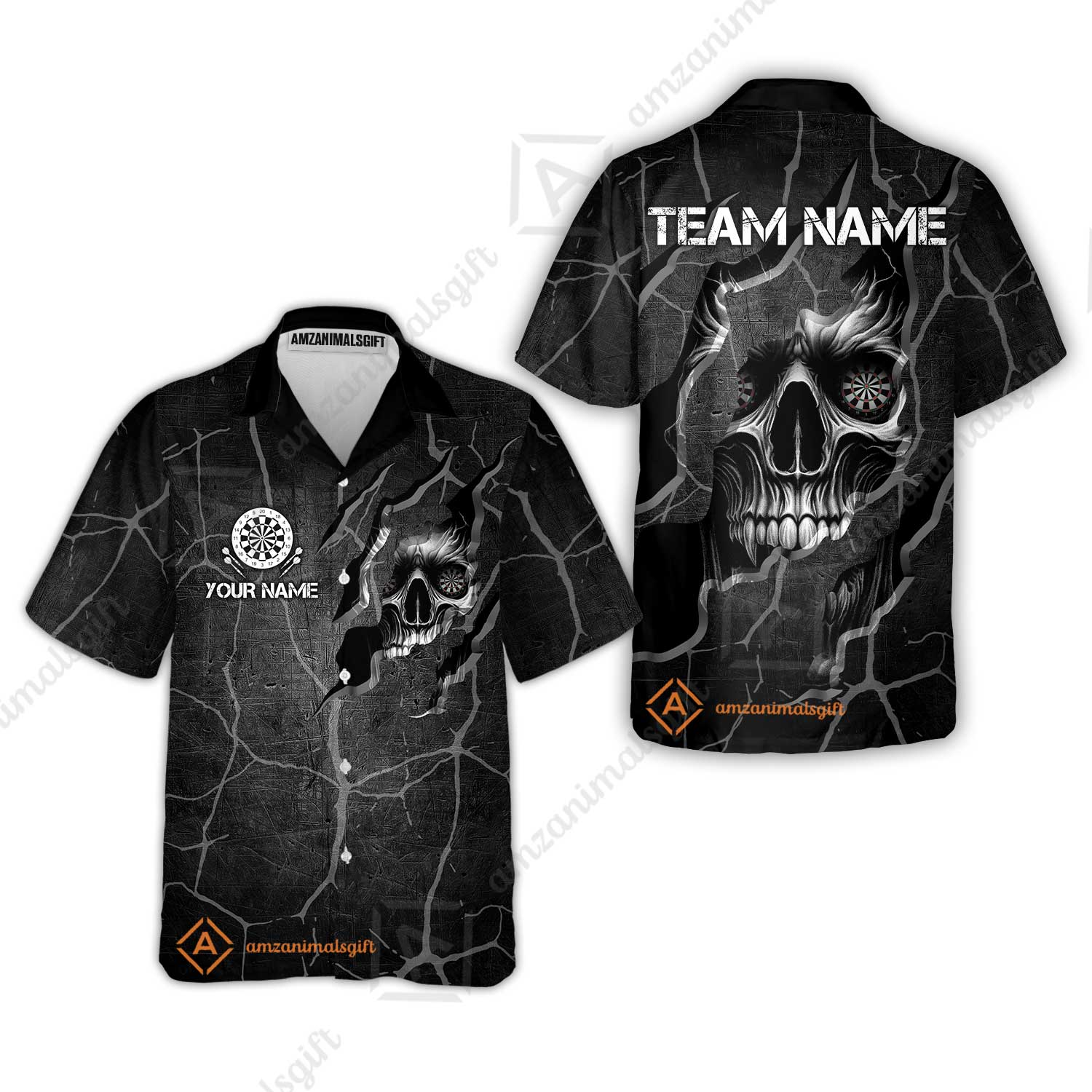 Customized Darts Hawaiian Shirt, Torn-Up Skull Dartboard Eyes Darts Hawaiian Shirt Team Style Jersey for Darts Players - Image 4