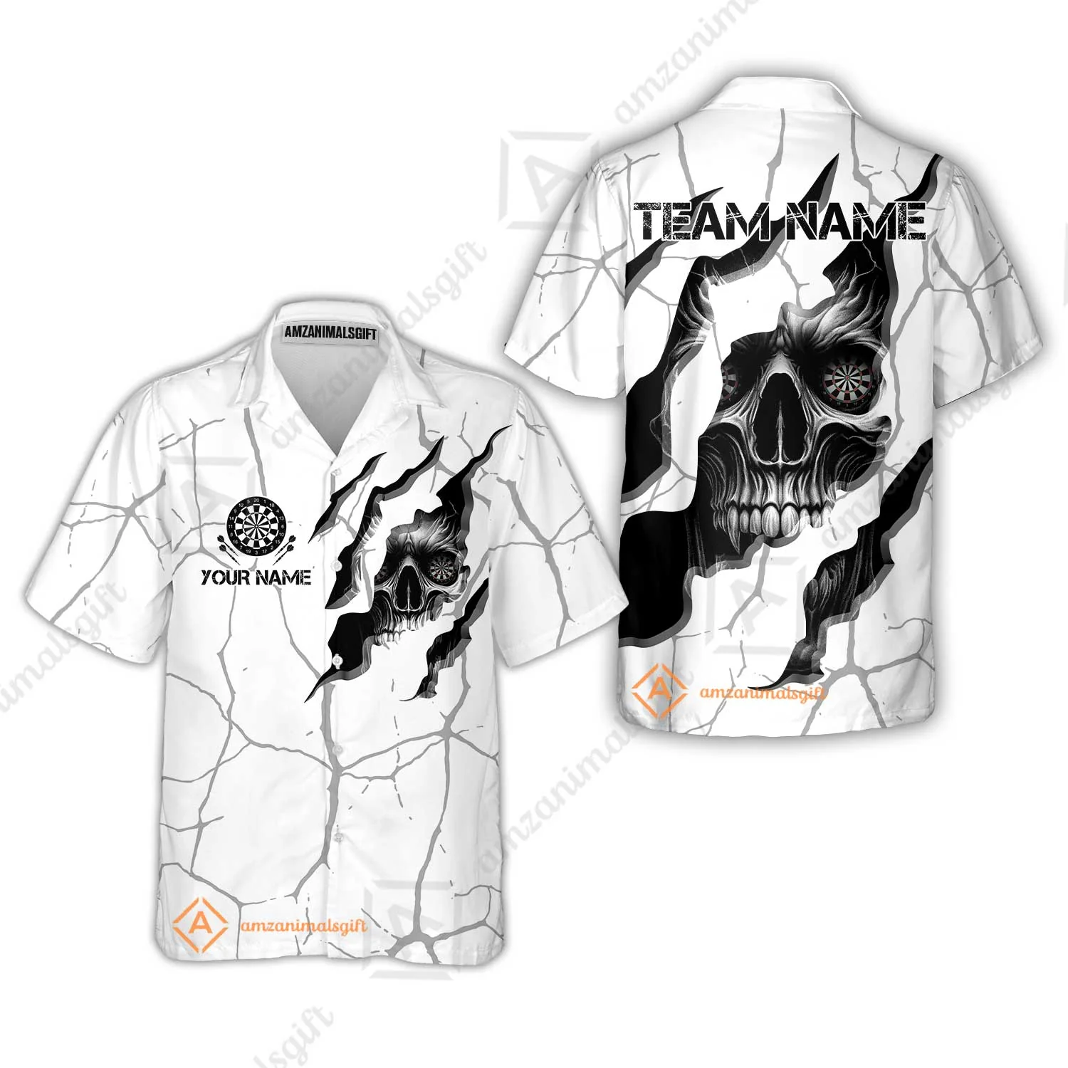 Customized Darts Hawaiian Shirt, Torn-Up Skull Dartboard Eyes Darts Hawaiian Shirt Team Style Jersey for Darts Players - Image 5