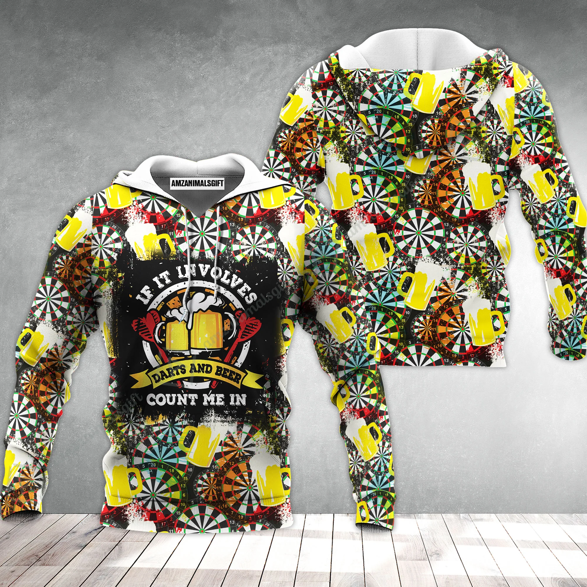 Customized Darts Hoodie, Darts And Beer I'm Here, Personalized Name Darts Hoodie - Image 2