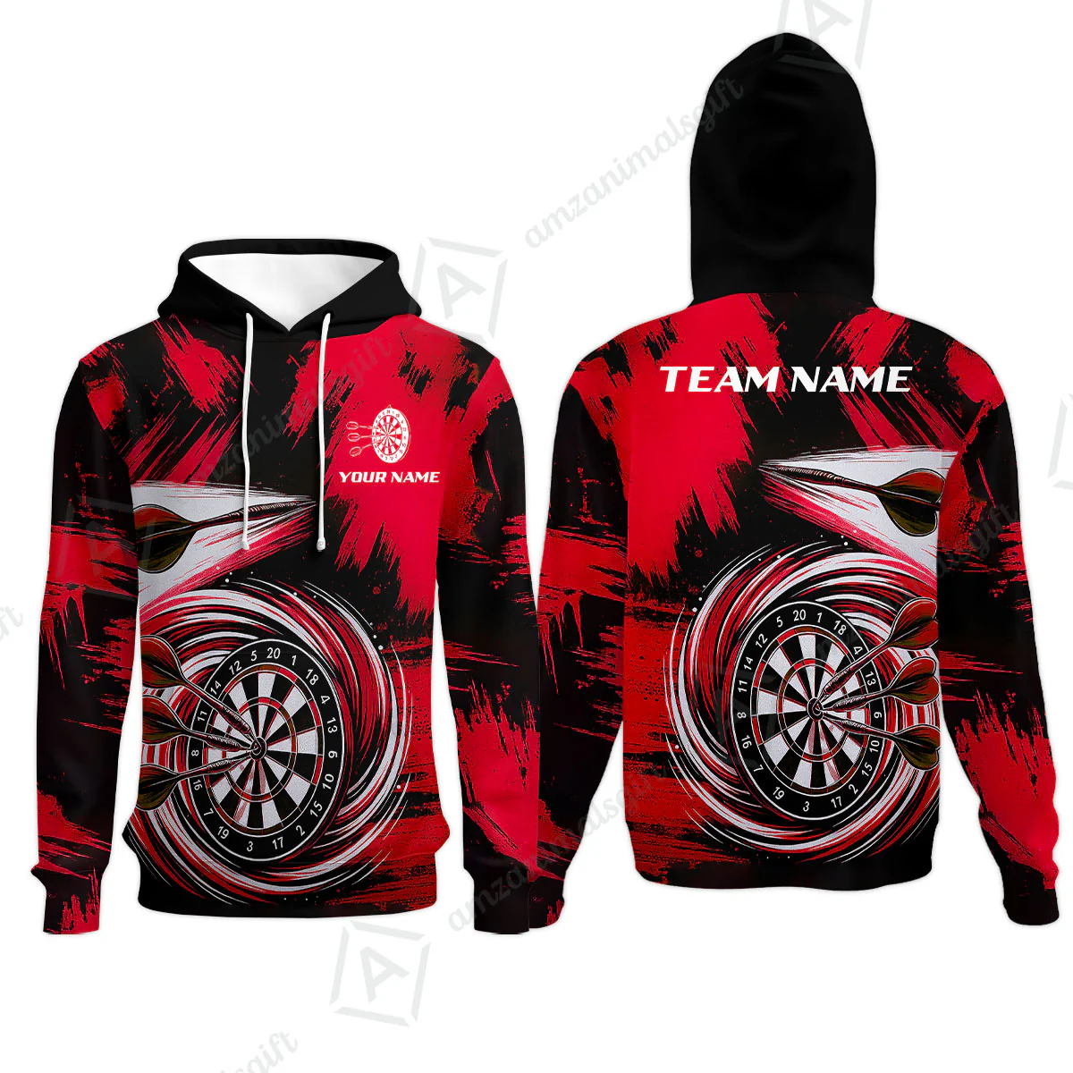 Customized Darts Hoodie, Darts Colorful Wave Custom Name Team Name Hoodie For Darts Player - Image 3