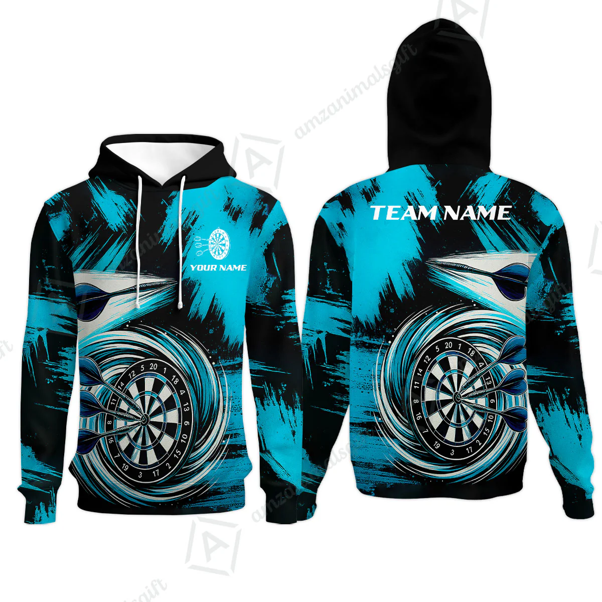 Customized Darts Hoodie, Darts Colorful Wave Custom Name Team Name Hoodie For Darts Player - Image 4