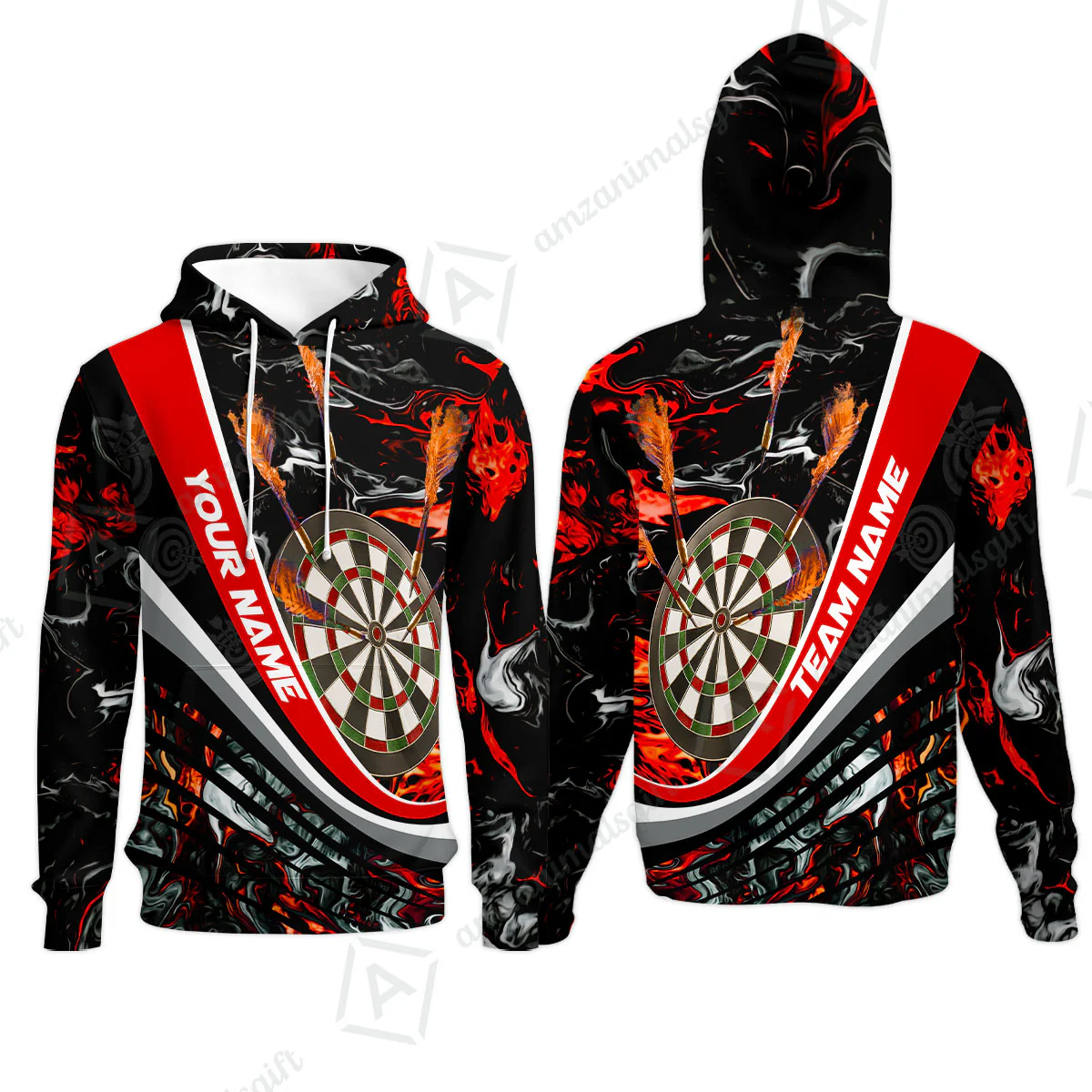Customized Darts Hoodie, Darts Flaming Magma Multicolor Hoodie Custom Team Jersey For Darts Player