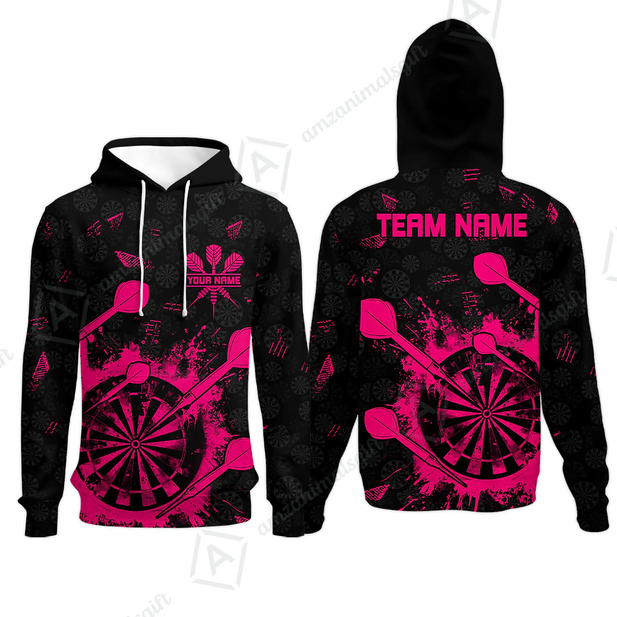 Customized Darts Hoodie, Darts Grunge Dartboard Hoodie Team Style Jersey for Darts Players - Image 4