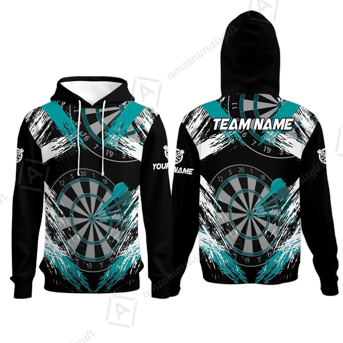 Customized Darts Hoodie, Darts Tournament Grunge Style Multicolor Hoodie Jersey For Darts Player - Image 2