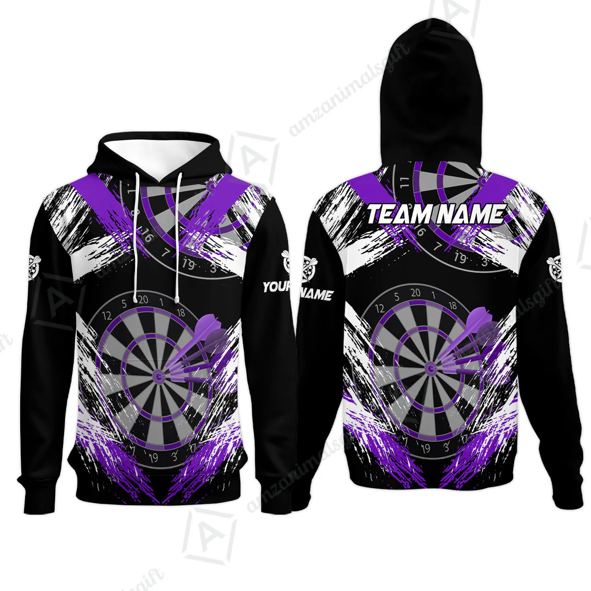 Customized Darts Hoodie, Darts Tournament Grunge Style Multicolor Hoodie Jersey For Darts Player - Image 3