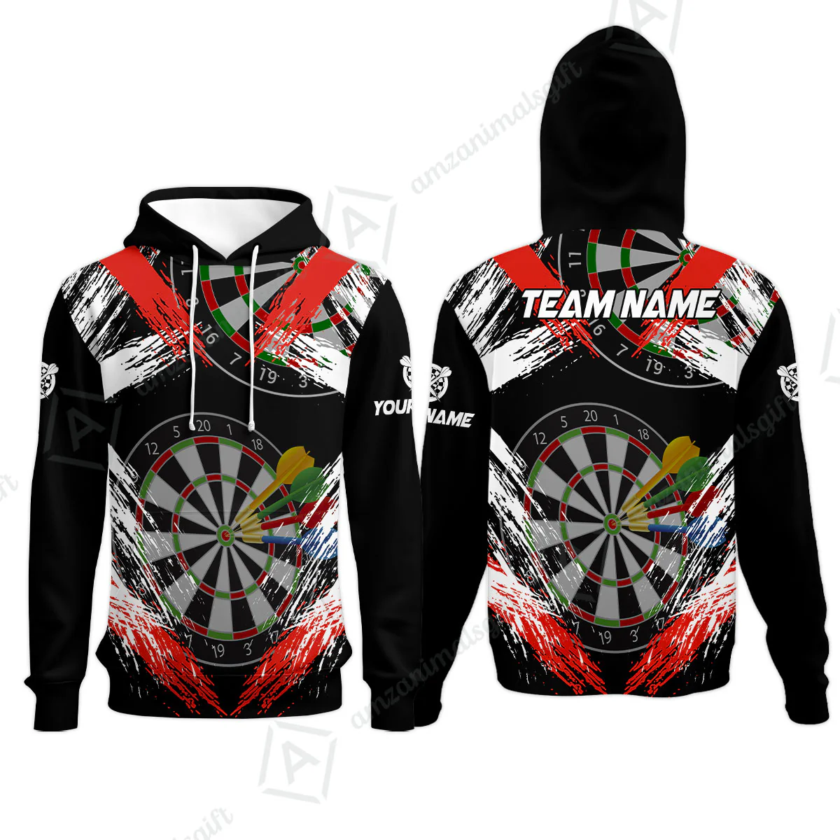 Customized Darts Hoodie, Darts Tournament Grunge Style Multicolor Hoodie Jersey For Darts Player - Image 4