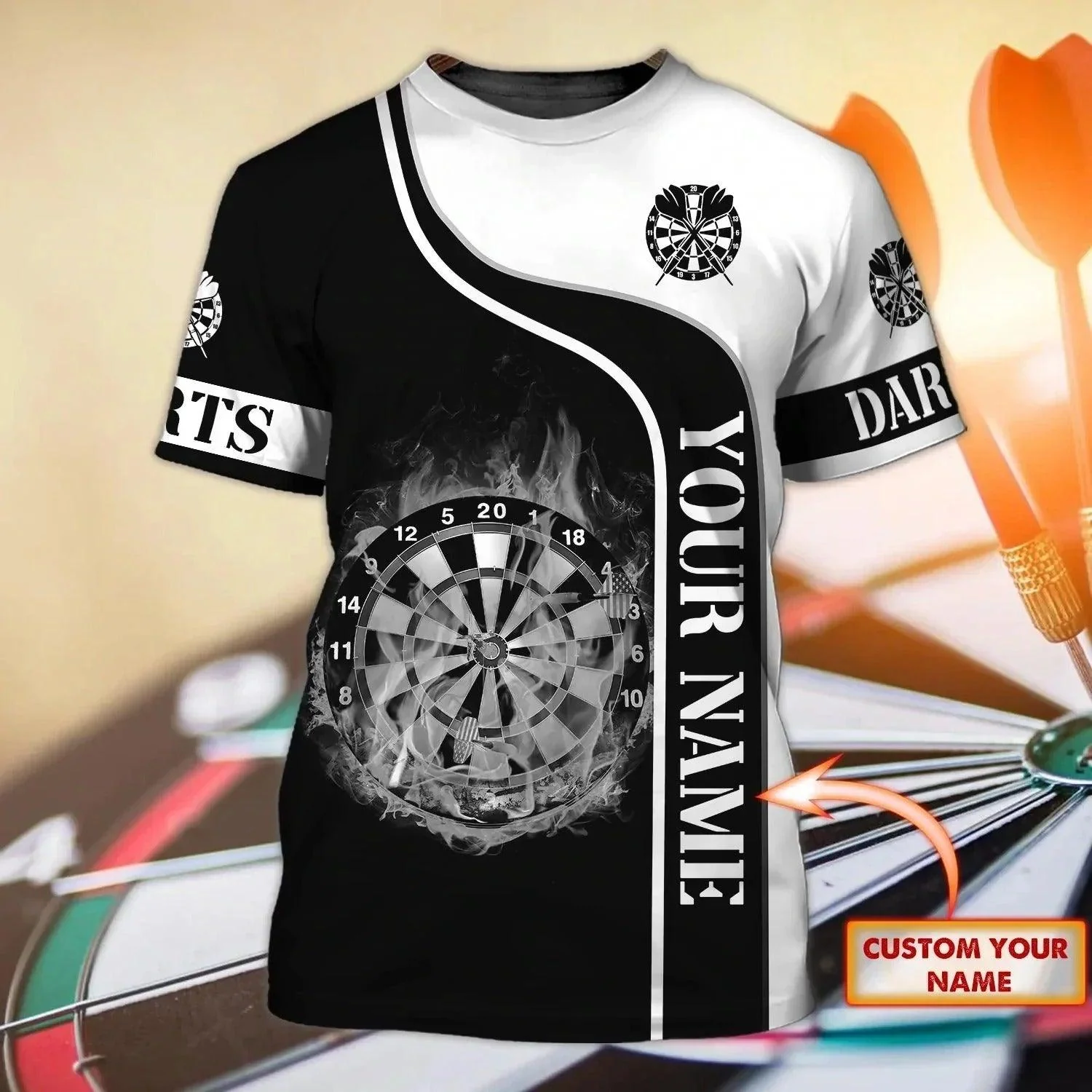 Customized Darts Hoodie, Personalized Name Darts Black And White Hoodie For Men And Women, Perfect Outfit For Darts Lovers, Darts Players - Image 7