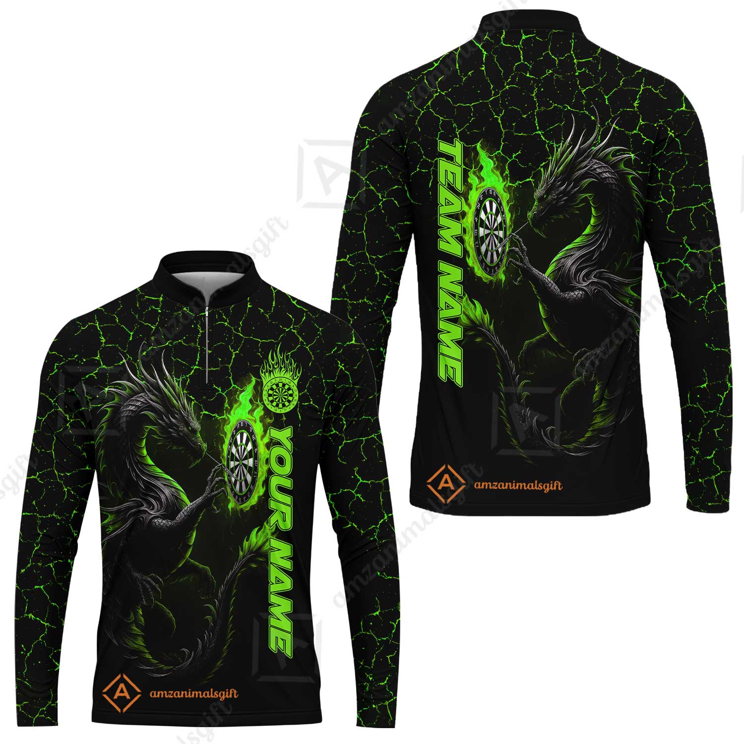 Customized Darts Long Sleeve Jersey, Big Dragon Dartboard Flame Darts Team Style Long Sleeve Jersey for Players, Jersey for Darts Players - Image 3