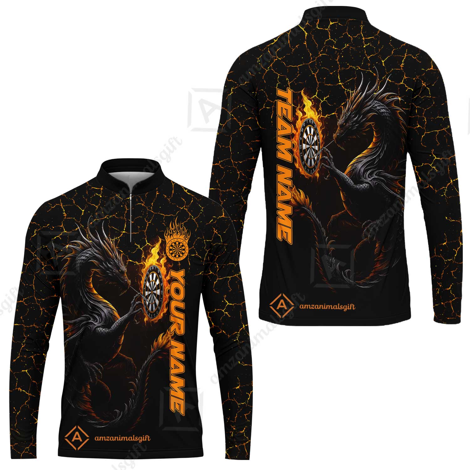 Customized Darts Long Sleeve Jersey, Big Dragon Dartboard Flame Darts Team Style Long Sleeve Jersey for Players, Jersey for Darts Players - Image 5