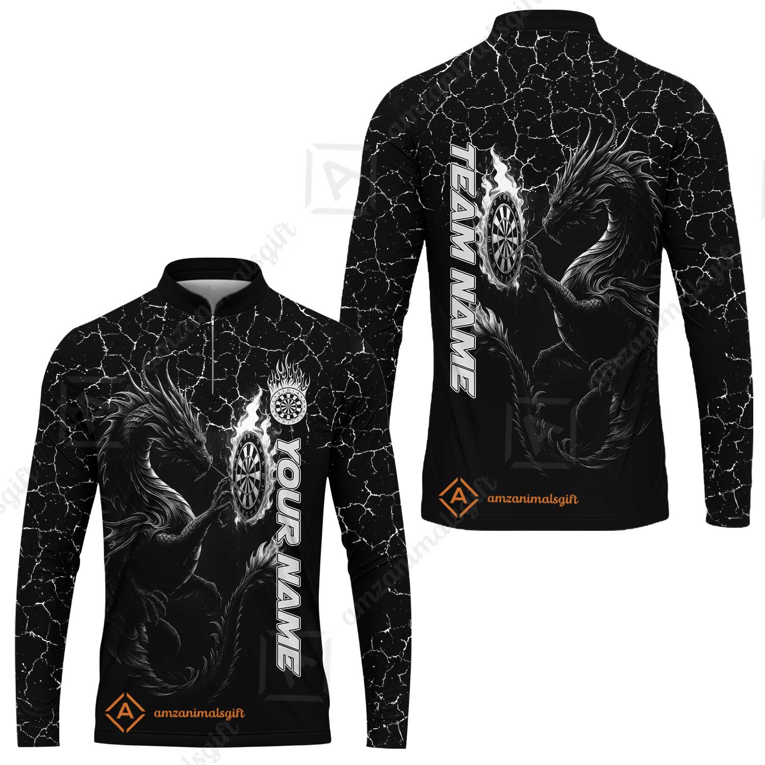 Customized Darts Long Sleeve Jersey, Big Dragon Dartboard Flame Darts Team Style Long Sleeve Jersey for Players, Jersey for Darts Players - Image 6