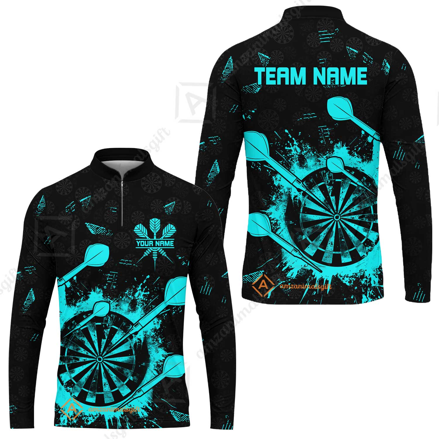 Customized Darts Long Sleeve Jersey, Darts Grunge Dartboard Long Sleeve Jersey Team Style Jersey for Darts Players - Image 4