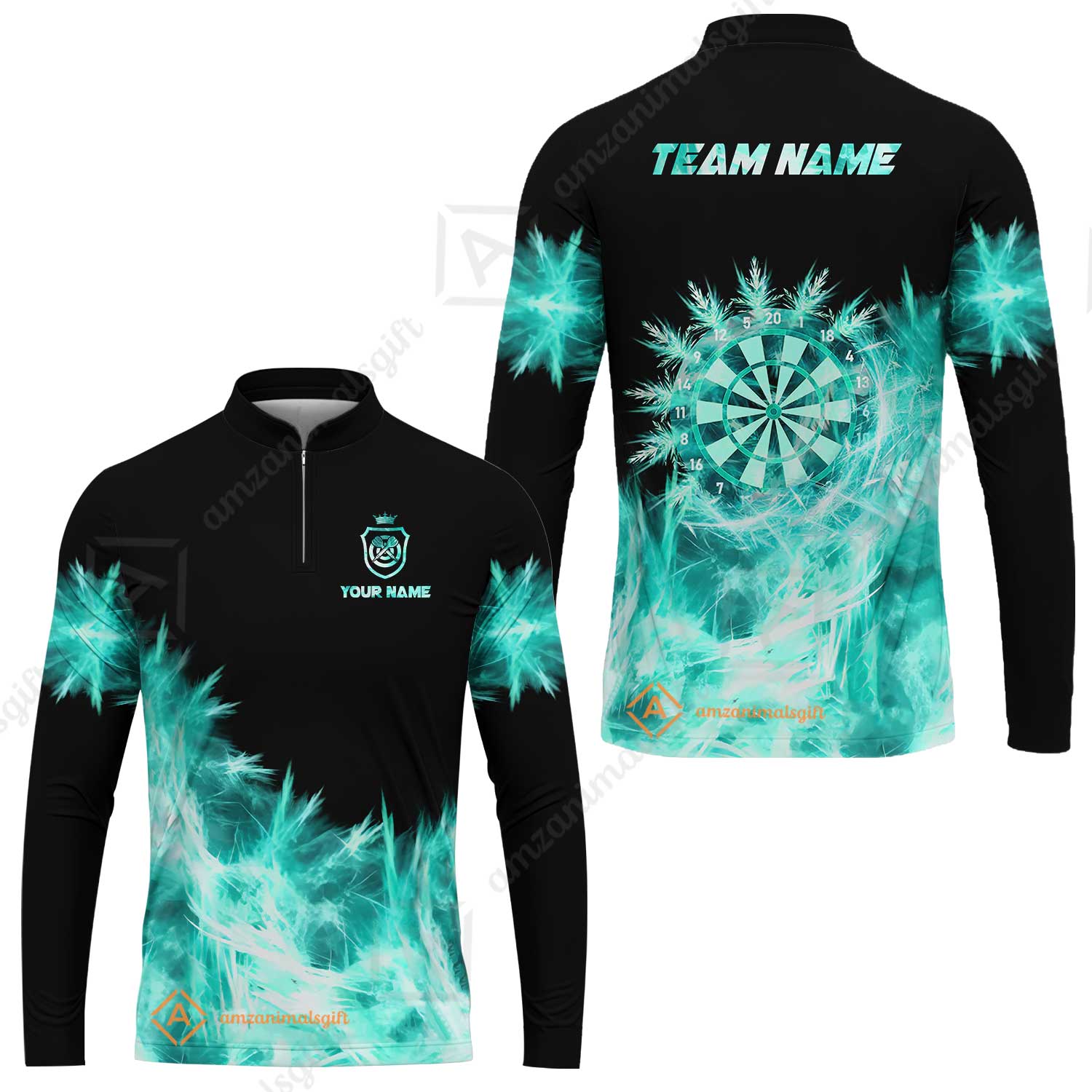 Customized Darts Long Sleeve Jersey, Darts Icy Light Black And Multi Color Team Long Sleeve Jersey For Darts Player - Image 5