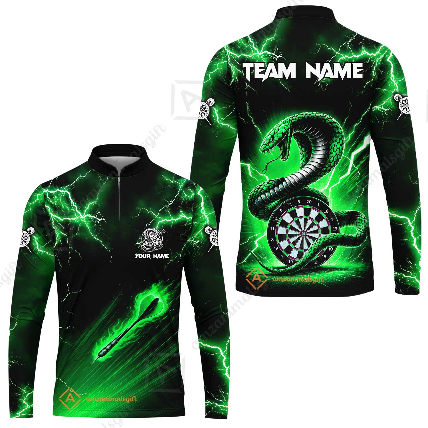 Customized Darts Long Sleeve Jersey, Darts Thunder Lightning Custom Cobra Snake Men Dart Multicolor Jersey For Darts Player - Image 3