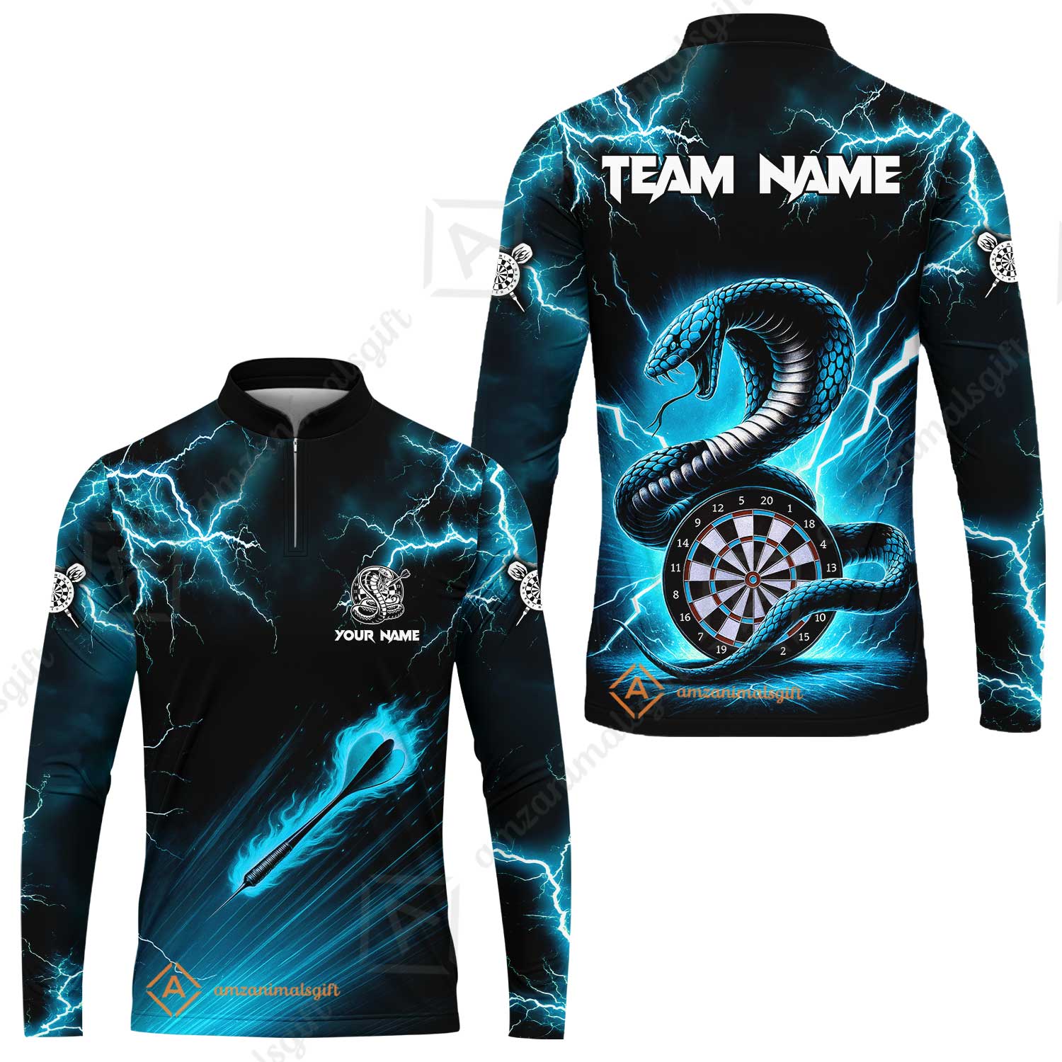 Customized Darts Long Sleeve Jersey, Darts Thunder Lightning Custom Cobra Snake Men Dart Multicolor Jersey For Darts Player - Image 4
