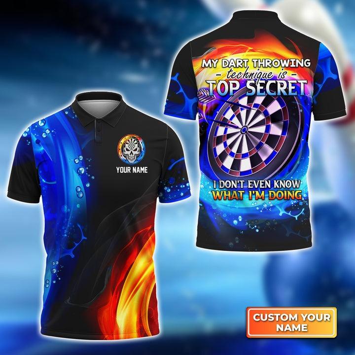Customized Darts Men Polo Shirt, My Dart Throwing Technique Is Top Secret Personalized Darts Polo Shirt - Gift For Darts Players Uniforms, Darts Lovers