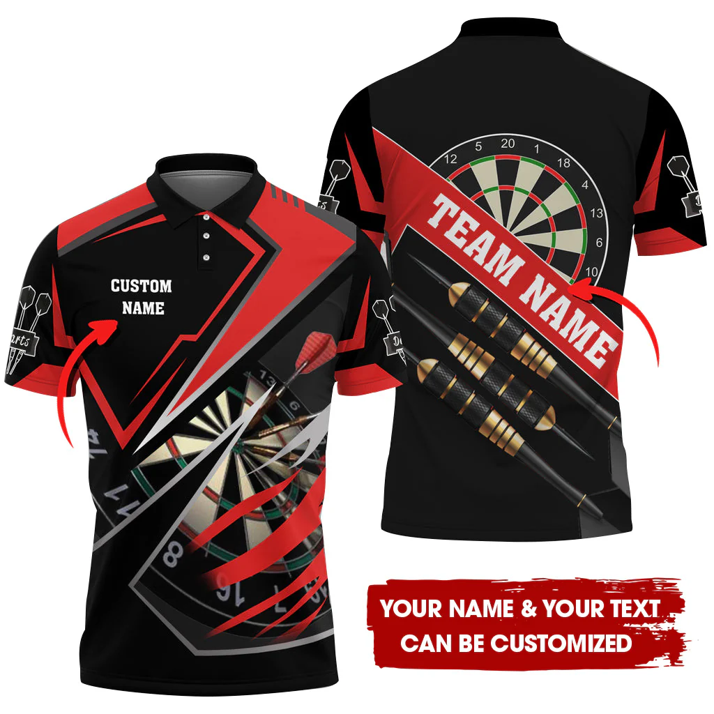 Customized Darts Men Polo Shirt, Personalized Darts For Team Multicolor Polo Shirt For Men, Perfect Gift For Darts Lovers, Darts Players - Image 2