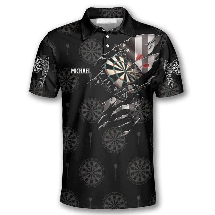 Customized Darts Polo Shirt, American Athlete Red Team Polo Shirt, Personalized Name Polo Shirt For Men - Perfect Gift For Darts Lovers, Darts Player - Image 3