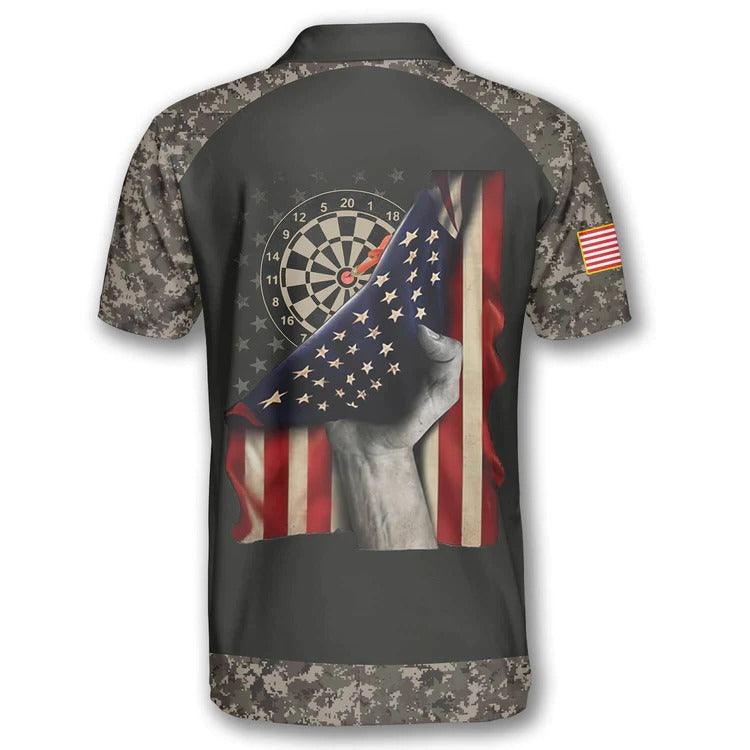 Customized Darts Polo Shirt, Board Retro Flag Camo Polo Shirt, Personalized Name Polo Shirt For Men - Perfect Gift For Darts Lovers, Darts Players - Image 3