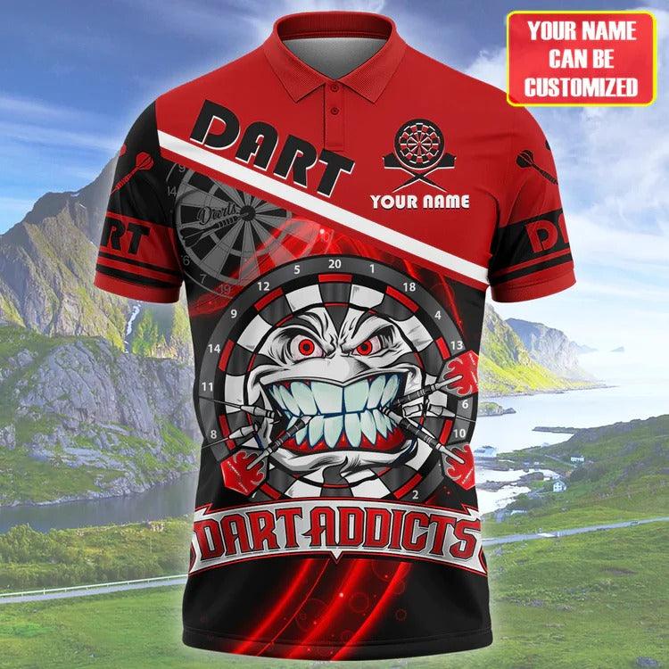 Customized Darts Polo Shirt, Dart Addicts Polo Shirt , Personalized Name Polo Shirt For Men - Perfect Gift For Darts Lovers, Darts Players