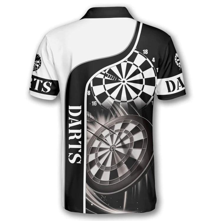 Customized Darts Polo Shirt, Darts Black White Emblem, Personalized Name Polo Shirt For Men - Perfect Gift For Darts Lovers, Darts Players - Image 3