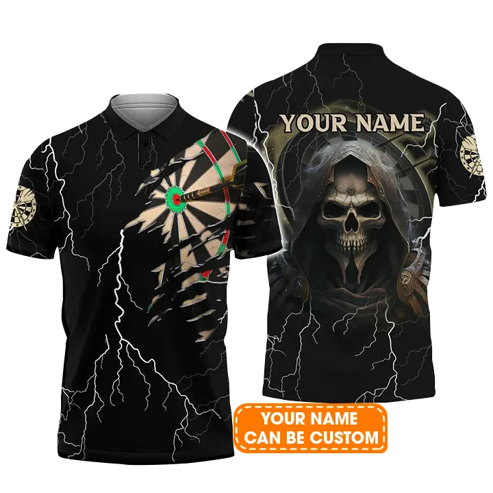 Customized Darts Polo Shirt, Darts Death Personalized Name Polo Shirt For Men  - Perfect Gift For Darts Lovers, Darts Players - Image 2